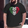 Italia Heart Fan Jersey Italy Flag With Skulls Big and Tall Men T-shirt