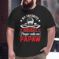 Retro My Favorite Hockey Player Calls Me Papaw Fathers Day Big and Tall Men T-shirt