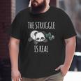The Struggle Is Real Panda Gym Workout Big and Tall Men T-shirt