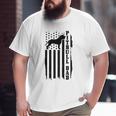 Mens Pitbull Dad Vintage American Flag Patriotic Pitbull Dog Big and Tall Men T-shirt