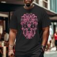 Boxer Dog Sugar Skull Pink Ribbon Breast Cancer Big and Tall Men T-shirt