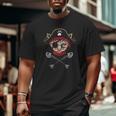 Cat Pirate Jolly Roger Flag Skull And Crossbones Big and Tall Men T-shirt