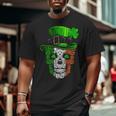 Cool St Patricks Day Maltese Dog Skull Shamrock Big and Tall Men T-shirt