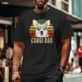 Corgi Dog Dad Vintage Retro Sunset Beach Vibe Fathers Day Big and Tall Men T-shirt