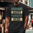 Husband Daddy Protector Hero Fathers Day For Dad Wife Big and Tall Men T-shirt