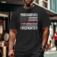 Mens Proud Grandpa Of A Firefighter Fireman Support Red Line Flag Big and Tall Men T-shirt