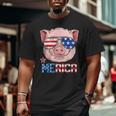 Pig 4Th Of July Merica American Flag Sunglasses Big and Tall Men T-shirt