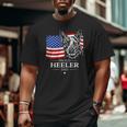 Proud Cattle Dog Heeler Dad American Flag Patriotic Dog Big and Tall Men T-shirt