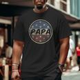 Proud Papa Father's Day American Flag Button 4Th Of July Big and Tall Men T-shirt