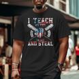 I Teach My Kids To Hit And Steal Baseball Dad American Flag Big and Tall Men T-shirt