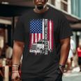 Trucker Best Truckin’ Dad Ever Usa Flag Driver Father’S Day Big and Tall Men T-shirt