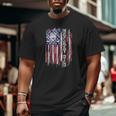 Vintage Usa American Flag Proud Hockey Dad Silhouette Big and Tall Men T-shirt