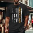 Vintage Usa Ice Hockey Dad American Flag Fathers Day Big and Tall Men T-shirt