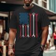 Wrench Flag Vintage Fathers Day Patriotic Mechanic Dad Men Big and Tall Men T-shirt