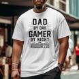 Mens Dad By Day Gamer By Night Father's Day Gaming Big and Tall Men T-shirt