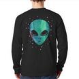 Alien Head Starry Night Sky Alien Lover Back Print Long Sleeve T-shirt