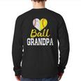 Baseball Softball Ball Heart Grandpa Back Print Long Sleeve T-shirt