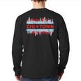 Chi Town Chicago Flag Skyline Back Print Long Sleeve T-shirt