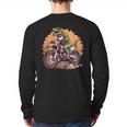 Dinosaur On Dirt Bike T-Rex Motorcycle Riding Back Print Long Sleeve T-shirt