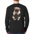 Dog Lovers Pug In Pocket Dog Pug Back Print Long Sleeve T-shirt