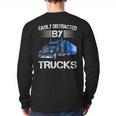 Easily Distracted By Trucks Semi Trailer Trucks Driver Back Print Long Sleeve T-shirt