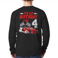 It's My 4Th Birthday Boy Race Car Racing 4 Years Old Back Print Long Sleeve T-shirt