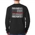 Mens Proud Grandpa Of A Firefighter Fireman Support Red Line Flag Back Print Long Sleeve T-shirt