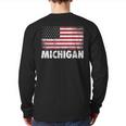 Michigan 4Th Of July American Flag Usa America Patriotic Back Print Long Sleeve T-shirt