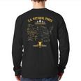 National Parks Map Vintage American Hiking Camping Back Print Long Sleeve T-shirt