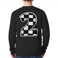 Race Car 2Nd Birthday Boy 2 Two Racing Car Flag Theme Party Back Print Long Sleeve T-shirt