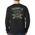 Therapy Is Expensive Wind Is Free Biker Dad Motorcycle Men Back Print Long Sleeve T-shirt