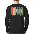 Retro 1970'S Style Dallas Texas Skyline Back Print Long Sleeve T-shirt