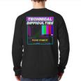 Technical Difficulties Glitch Tech Vaporwave Retro Tv Techie Back Print Long Sleeve T-shirt