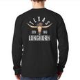 Texas 1845 Vintage With Longhorn Cattle Breed Fan Back Print Long Sleeve T-shirt
