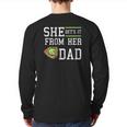 Vintage She Get's It From Her Dad Daughter Father Baseball Back Print Long Sleeve T-shirt