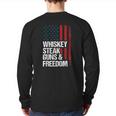 Whiskey Steak Guns & Freedom Patriotic Dad Grandpa Us Flag Back Print Long Sleeve T-shirt