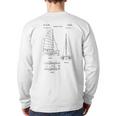 Catamaran Sailboat Blueprint Old Sailing Boat Ocean Back Print Long Sleeve T-shirt