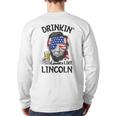 Drinking Like Lincoln 4Th Of July Abraham Merica Flag Back Print Long Sleeve T-shirt