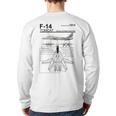 F-14 Tomcat Navy Fighter Jet Diagram Graphic Back Print Long Sleeve T-shirt