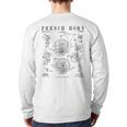 French Horn Old Vintage Antique Patent Drawing Print Back Print Long Sleeve T-shirt