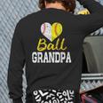 Baseball Softball Ball Heart Grandpa Back Print Long Sleeve T-shirt