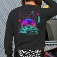 Car Drifting Aesthetic Vaporwave 80S Style Cars Lover Back Print Long Sleeve T-shirt