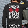 Check Out My Funbags Cornhole Player Bean Bag Game Back Print Long Sleeve T-shirt