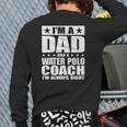 Dad Water Polo Coach Coaches Father's Day S Back Print Long Sleeve T-shirt