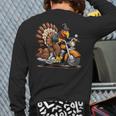 Thanksgiving Turkey On A Motorcycle Back Print Long Sleeve T-shirt