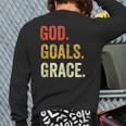 God Goals Grace Christian Workout Fitness Gym Back Print Long Sleeve T-shirt