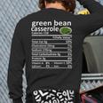 Green Bean Casserole Nutrition Food Facts Thanksgiving Back Print Long Sleeve T-shirt