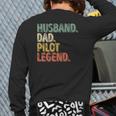 Husband Dad Pilot Legend Father's Day Back Print Long Sleeve T-shirt