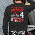 It's My 4Th Birthday Boy Race Car Racing 4 Years Old Back Print Long Sleeve T-shirt