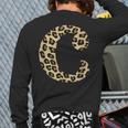 Leopard Cheetah Print Letter C Initial Rustic Monogram Back Print Long Sleeve T-shirt